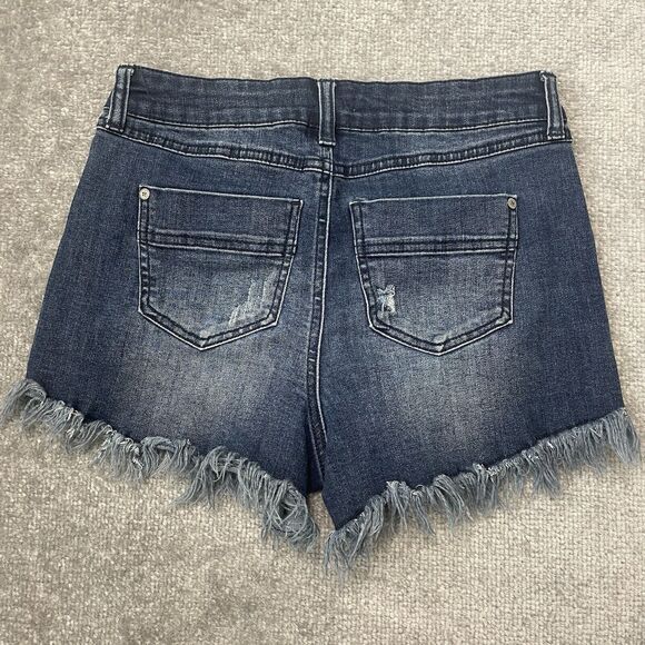 Altar'd State Shorts Womens 26/3 Blue Denim Jean Shorts Cut Off Fringe Stretch - Picture 6 of 6